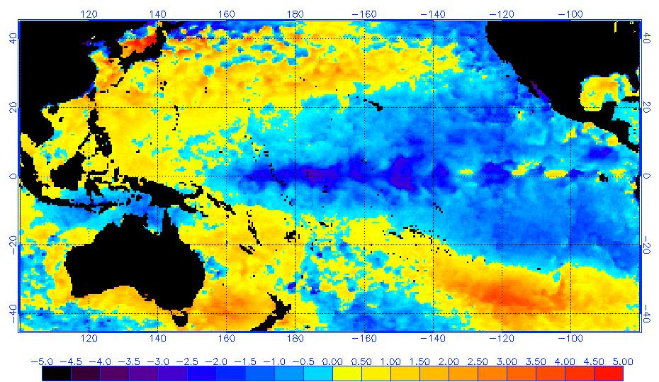 Eksempler på El Nino og La Nina år