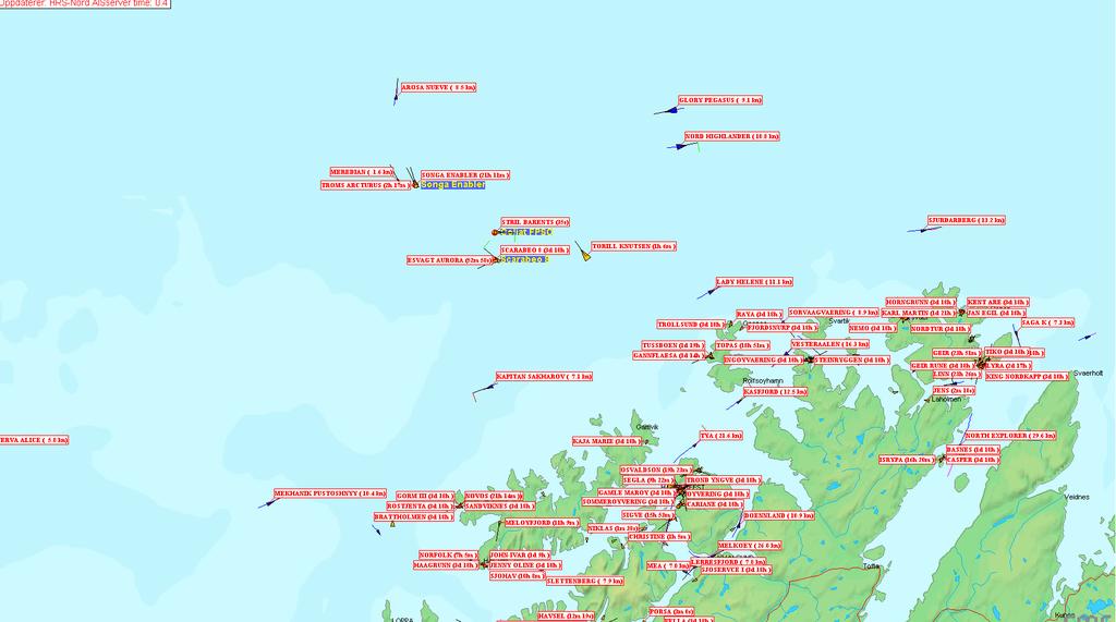 Øyeblikksbilde fra AIS kl