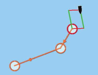 Lagre ruten ved å velge lagre i menyen. Navigere Naviger til kursor posisjon: 1. Berør kartet eller bruk piltastene for å plassere markør. 2. Velg Gå til markør i menyen.