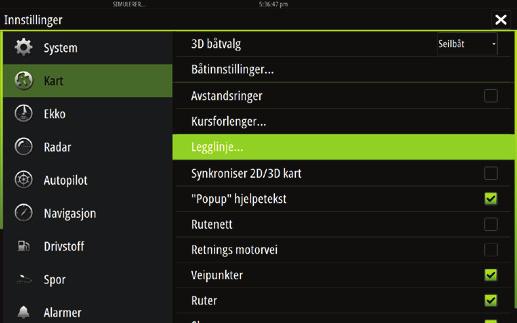 All data vises i forhold til seilbåtens