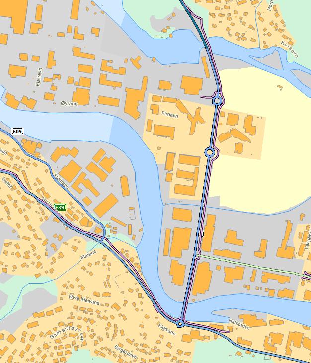 Forprosjekt Rv. 5 Storehagen bru Førde sentrum side 15 Figur 3.6: Gang- og sykkelveg langs E39 og rv. 5 (vist med rosa strek).