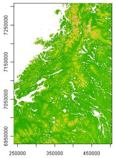 (eks. daglig snøfall, daglig T, NDVI.