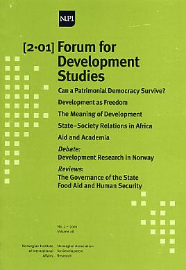 34 Informasjonsavdelingen og formidlingen ved NUPI Årsmelding 2001 34 Forum for Development Studies har siden starten i 1974 vært Norges ledende tidsskrift innenfor utviklingsforskning.