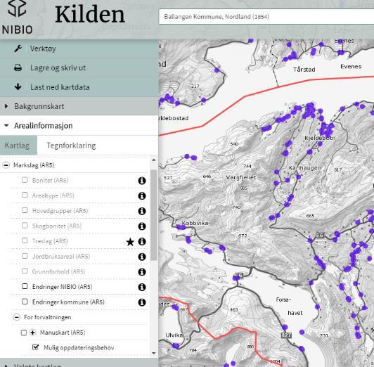 Oppgave 6 Nedbygging Markslaget i et nedbygd areal skal endres til bebygd eller samferdsel. NB!