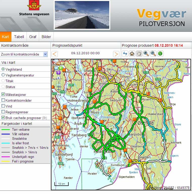 Samordning av vær- og klimadata 8 Figur 2 viser et utsnitt fra webapplikasjonen med kart over værstasjoner og