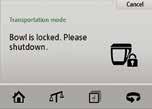 WORKING WITH THE THERMOMIX Transportation mode 1 If you need to transport the Thermomix, you should first lock the mixing bowl. Select Transportation mode to do so 1.