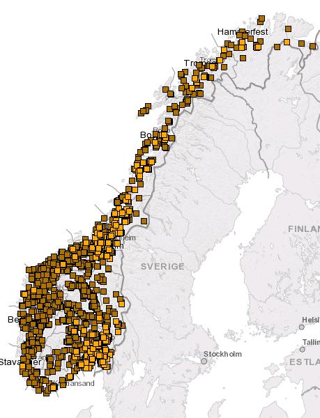 hyppighet av jord-, sørpe og flomskred i store