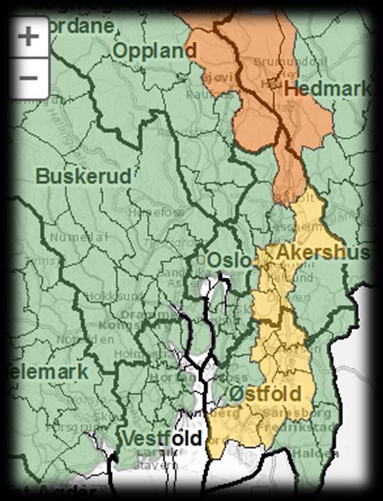 Landsdekkende farevurdering på regionalt nivå Anbefaler aktsomhetsnivået i et større