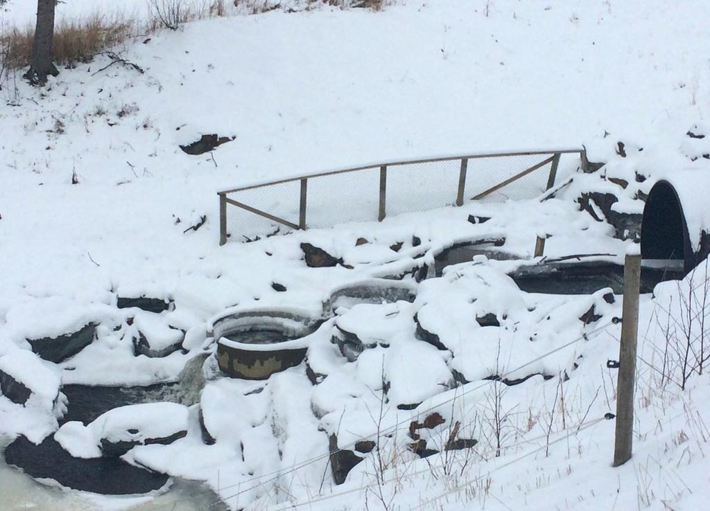 Utgangen av røret med fisketrapp