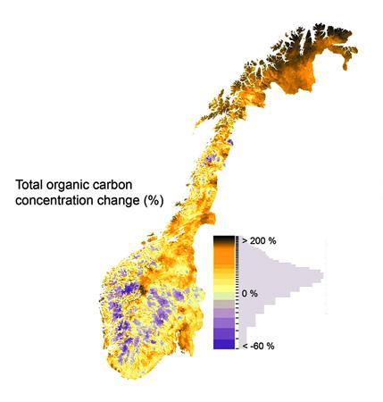 Varmare klima, grønare nedbørsfelt, brunare vatn Predikert