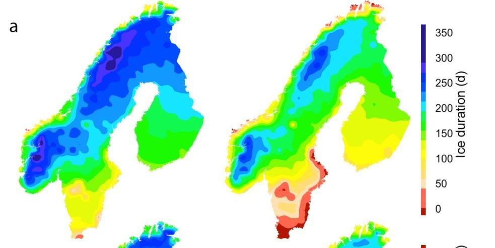 Sommer temperatur ( C) Isdekke (dagar) Fysiske modellar: framtidas vær under vann