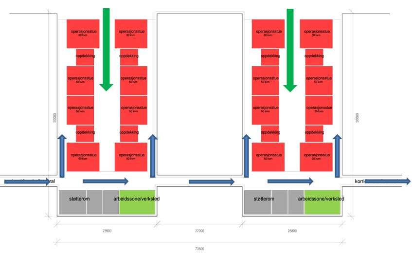 3.1.13 Operasjons og postoperativ overvåking Operasjon for inneliggende pasienter betjener alle de kirurgiske fag, inkl. noen få pasienter innen medisin og pediatri.