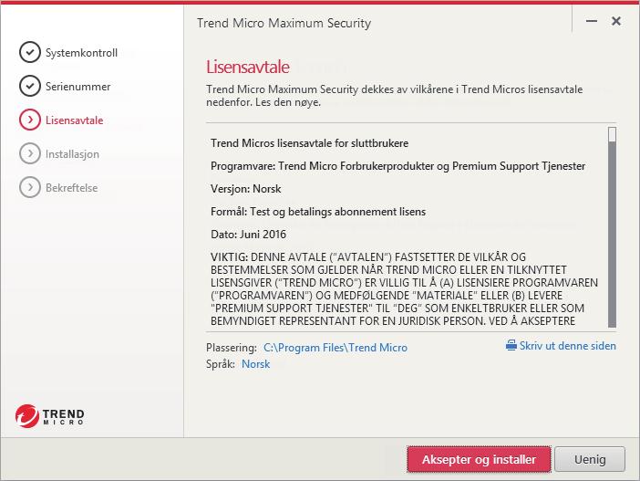 regs=no Hvis du vil at Trend Micro skal sende deg en månedlig sikkerhetsrapport, klikk på Ja.