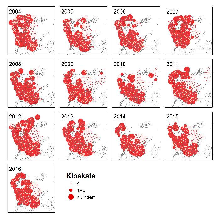 Andel stasjoner med fangst av hver art (%) 50,00 45,00 40,00 35,00 30,00 25,00 20,00