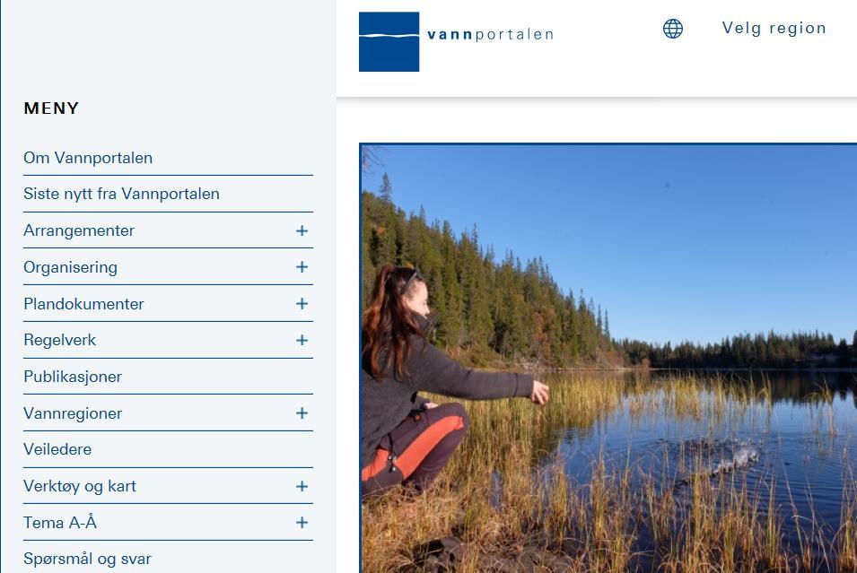 Nettsider om vassforvaltning: Vannportalen.