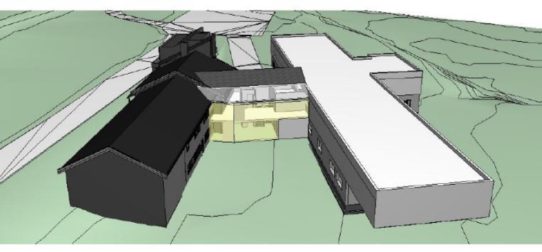 2 VPP / Møtesenter Det er mulig å etablere et tilbygg til Finnmarksklinikken mot vest i to etasjer. Arealet nås via korridor i Finnmarksklinikken/Døgnenheten.