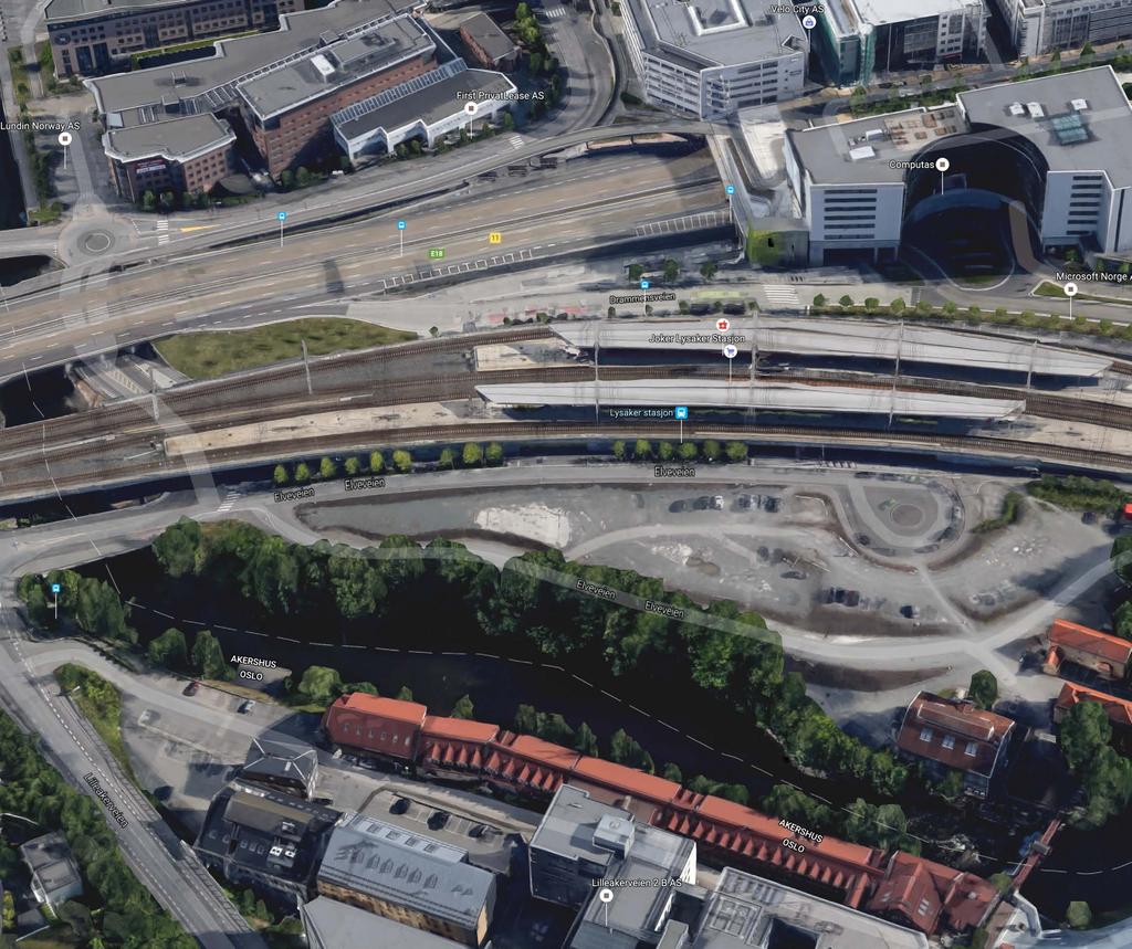 ? VIDERE VURDERINGER AV LOKALISERINGER OVER BAKKEPLAN Alternativ 1 - Bussholdeplasser på hon-tomta nord for jernbanen erminalen ankommes gjennom tunnel fra Bærum som går under jernbanen.
