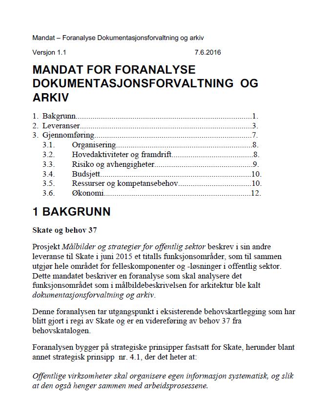 dokumentasjonsforvaltningsfeltet for å beskrive behov