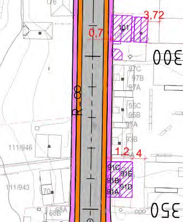 Figur 5-6: Normal- og planprofil med bussvei, dobbeltsidig sykkelfelt på 1,5m og dobbeltsidig fortau på 1,5m Sykkelfelt på 1,5m er benyttet flere steder i distriktet,