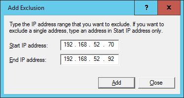 Kortere i trådløse nett Exclusion Range Adresser innenfor DHCPs adresseområde som ikke skal deles ut av DHCP Brukes for å reservere adresser til bruk som statiske adresser