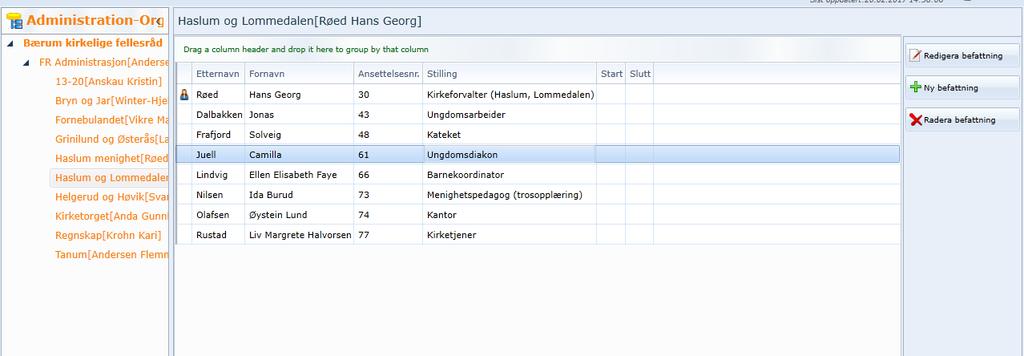 5. Administrasjon-Org. Denne fanen gir tilgang til å administrere de ulike under-organisasjonene i fellesrådet.