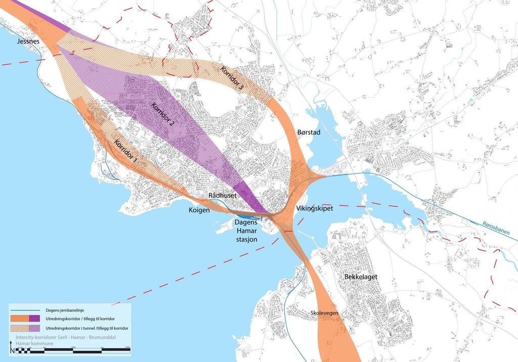 Utredningskorridorer fastsatt planprogram Hamar Korridor 1