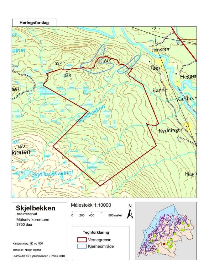 Figur 54. Vernegrenser for Skjelbekken.