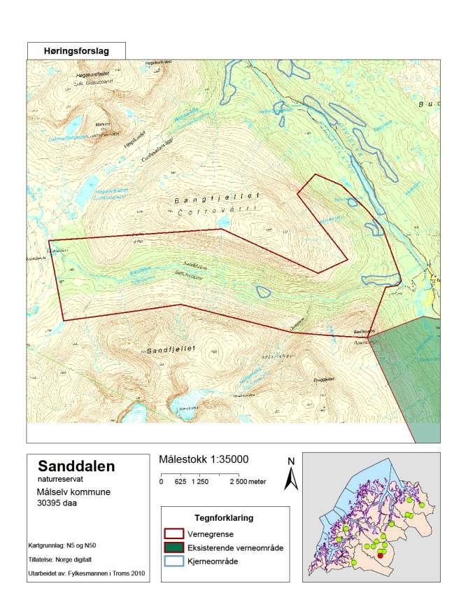 Figur 57. Vernegrenser for Sanddalen.