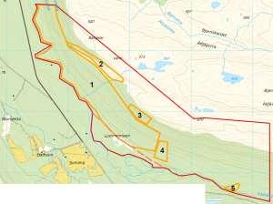 Kraftlinje, skogsvei og vannverk i nordvest holdes dermed utenfor verneområdet.