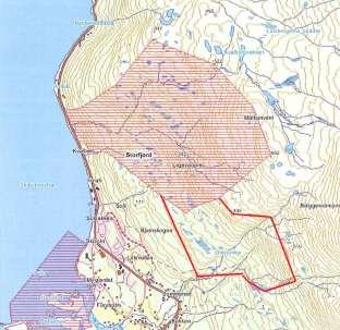 Bjørnskogen med arbeidsgrenser. Ny grense etter justering er skissert opp (oransje stiplet linje). Se DEL II for kart høringsforslag. Figur 21.