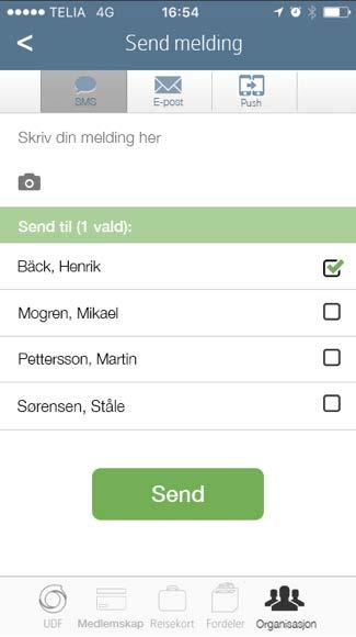 Appen kan også benyttes til å kommunisere med andre brukere, sende tekstmeldinger via apptekstmelding eller via SMS. Hvordan sørge for at den blir brukt?