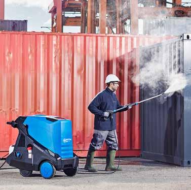 Meget lavt drivstoff-forbruk - høyeffektiv brenner Lang levetid og lave servicekostnader Meget mobil - store hjul og godt balansepunkt Praktisk betjeningspanel - lett å forstå Høytrykkslange, 10 m