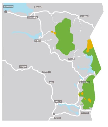 Geografisk virkeområde for: Nasjonalparkstyret for Skarvan og