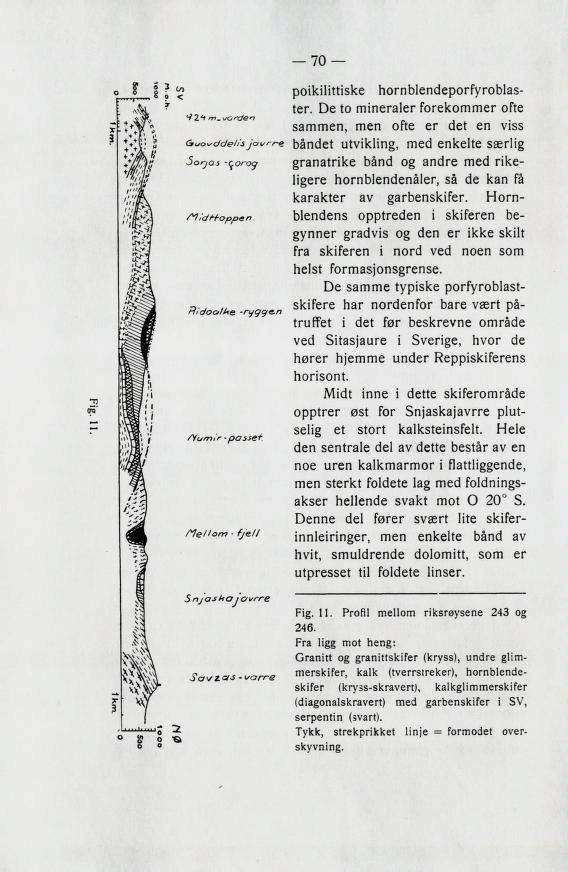 70 3 cfq" 5 3? c" poikilittiske hornblendeporfyroblas m v ter. De to mineraler forekommer ofte "f 2*f m.