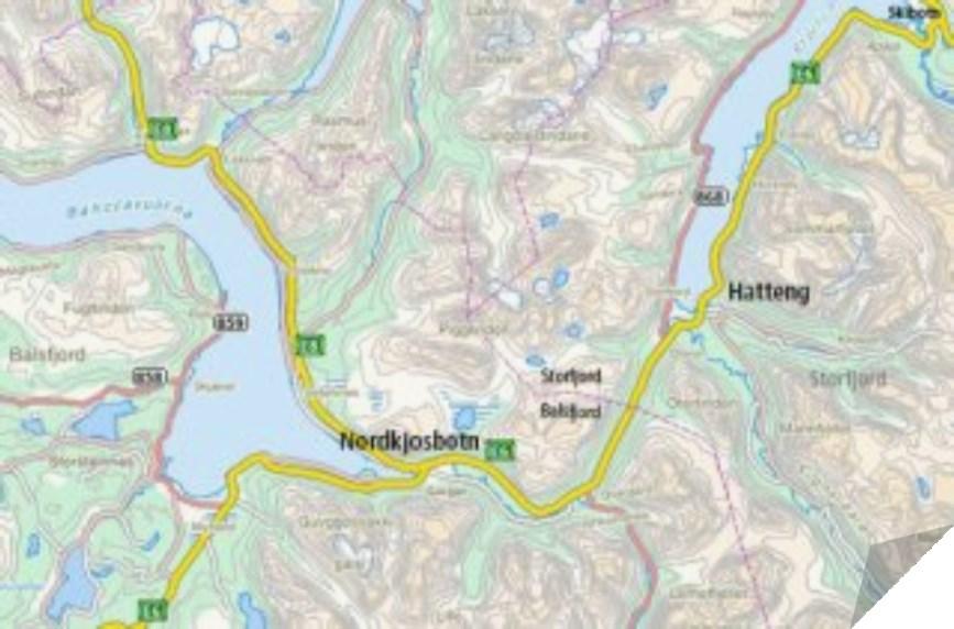 Framtidige prosjekt E8/E6 Nordkjosbotn - Hatteng Hatteng Omlegging E6 Nordkjosbotn-Hatteng og tiltak langs E8 fra Nordkjosbotn og