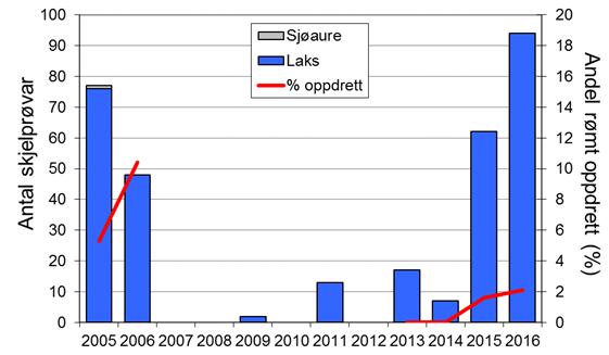 Etter ein brukbar laksefangst i 2007 gjekk det jamt nedover, og det oppsvinget ein såg i dei fleste andre elvane i Rogaland i 2010 skjedde ikkje i Ulla (figur 1, linje).