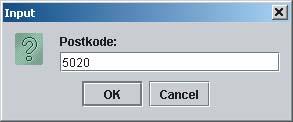 Figur 15.2: Dialogvinduer med metoden showinputdialog() JOptionPane.