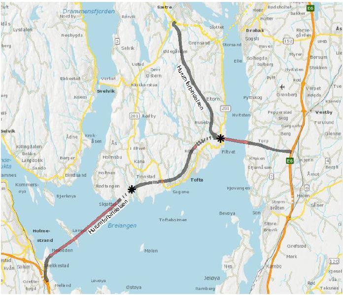 Ferjen Moss- Horten Trafikk via Oslo Oslofjordtunne len Nye reiser eller endret reisemål Ny kryssing TRANSPORTANALYSE 11