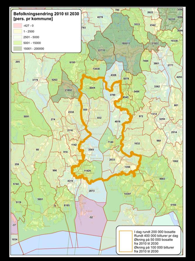 11 (173) Oslofjordregionen er i dag relativt tett befolket. Dette gjelder spesielt fra Drammen og Ski og nordover til og med Oslo.