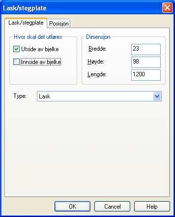 Dialogen for splitt bjelker fremkommer Marker for inkluder lask