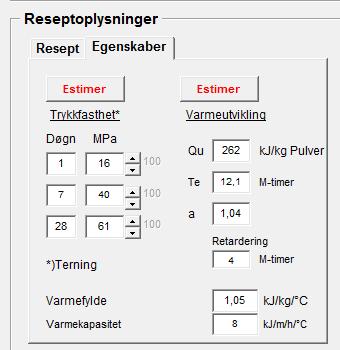 2.5 Avbindingstid I TempSim er det mulig å legge inn retardasjonstiden til hver enkelt betongresept.