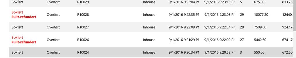 så kan du se alle refunderer som er gjennomført på kassen.