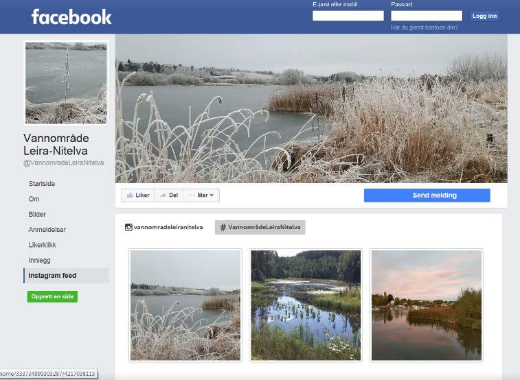 vise bilder fra ulike aktiviteter som skjer i regi av vannområdet. I tillegg kan folk tagge bilder fra området med hashtaggen #VannområdeLeiraNitelva.