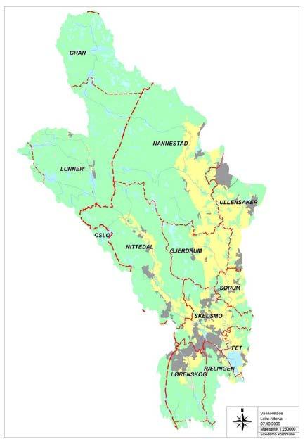 2. Om vannområdet Vannområde Leira-Nitelva er et av Norges 101 vannområder og en del av vannregion Glomma. Vannområdet består av 12 kommuner (tabell 1) i fylkene Oslo, Akershus og Oppland.