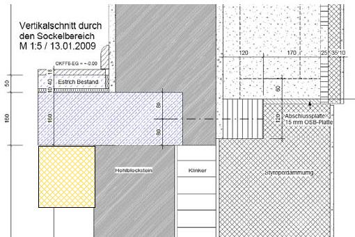 Figur 61 Forsøksvegg med innsatt vindu. Til høyre ser vi vinduet innenfra og ut gjennom eksisterende veggåpning (faktor 10). Det primære lufttettesjiktet er innvendig puss som ble utbedret.