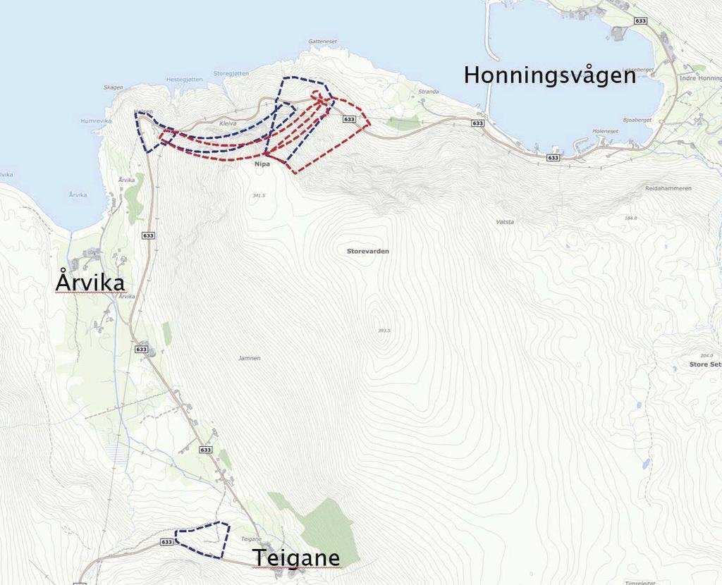 3 Bakgrunn for planforslaget 3.1 Planområdet Fv. 633 går frå Leikanger til Honningsvågen, på Stadlandet i Selje kommune, som ligg heilt nord på halvøya.