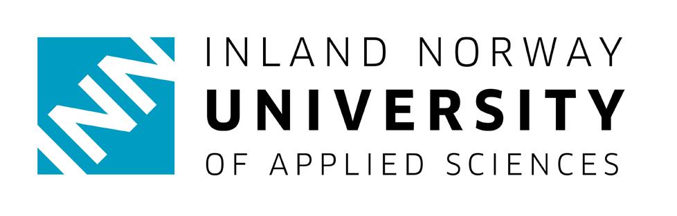 Det er videre utviklet en engelsk logo der navnet Inland Norway University of Applied Sciences er kombinert med den blå INN-firkanten.