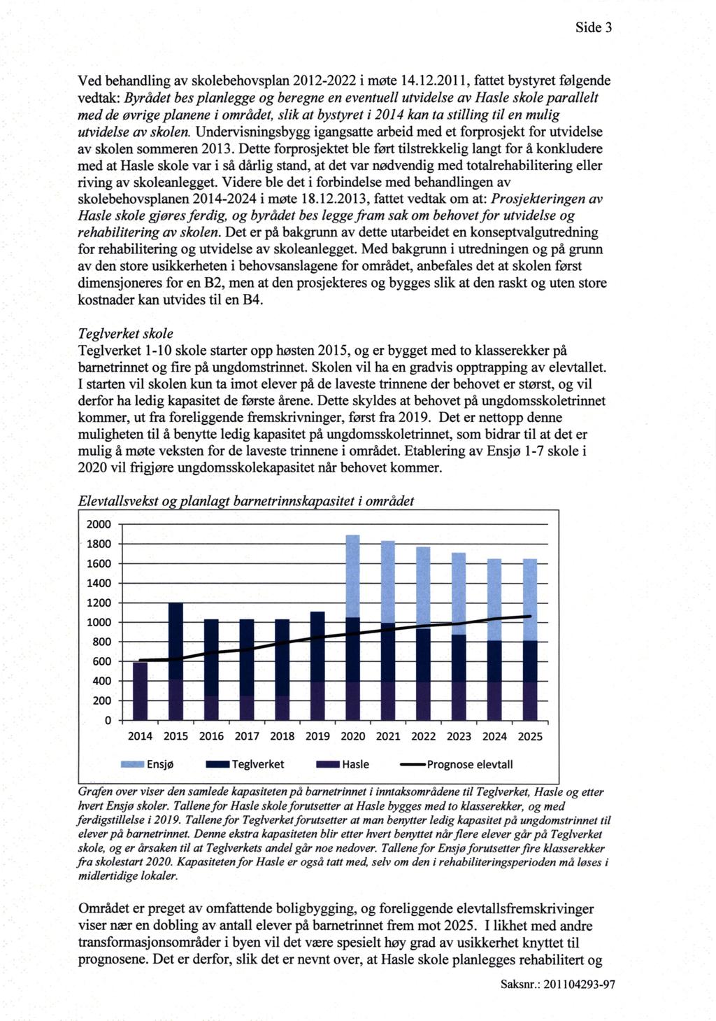 Side 3 Ved behandling av skolebehovsplan 2012-