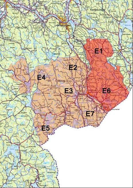 Prosjektet Vektutvikling - Beitegrunnlag Ungdyrenes vekt følges opp i Elgregionråd Øst (ERRØ). Hele ERRØ er delt opp i 10 områder.