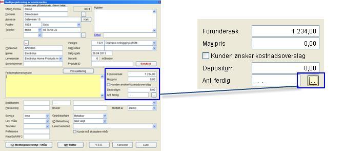 Plassere service i kalender Dersom en reparasjon skal foregå noen dager frem i tid, enten det dreier seg om uteservice eller inneservice, kan denne legges inn i Kalenderen på aktuell tekniker.